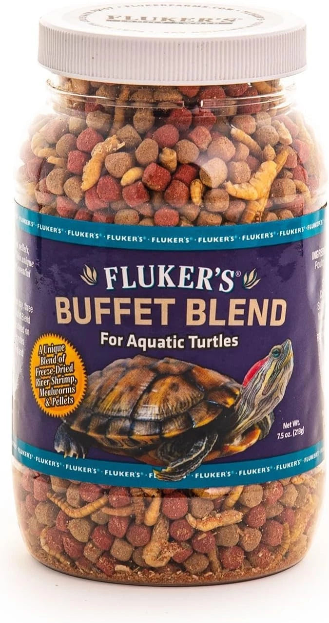 Buffet Blend Aquatic Formula, Turtle Food with Freeze, Dried Shrimp, Mealworms,