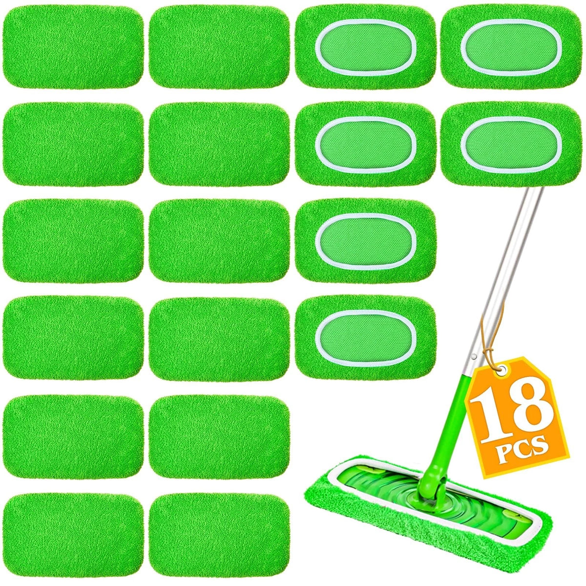 18-Pack Reusable Mop Pads Compatible with Swiffer Sweeper Mop - 100% Coral Fleec