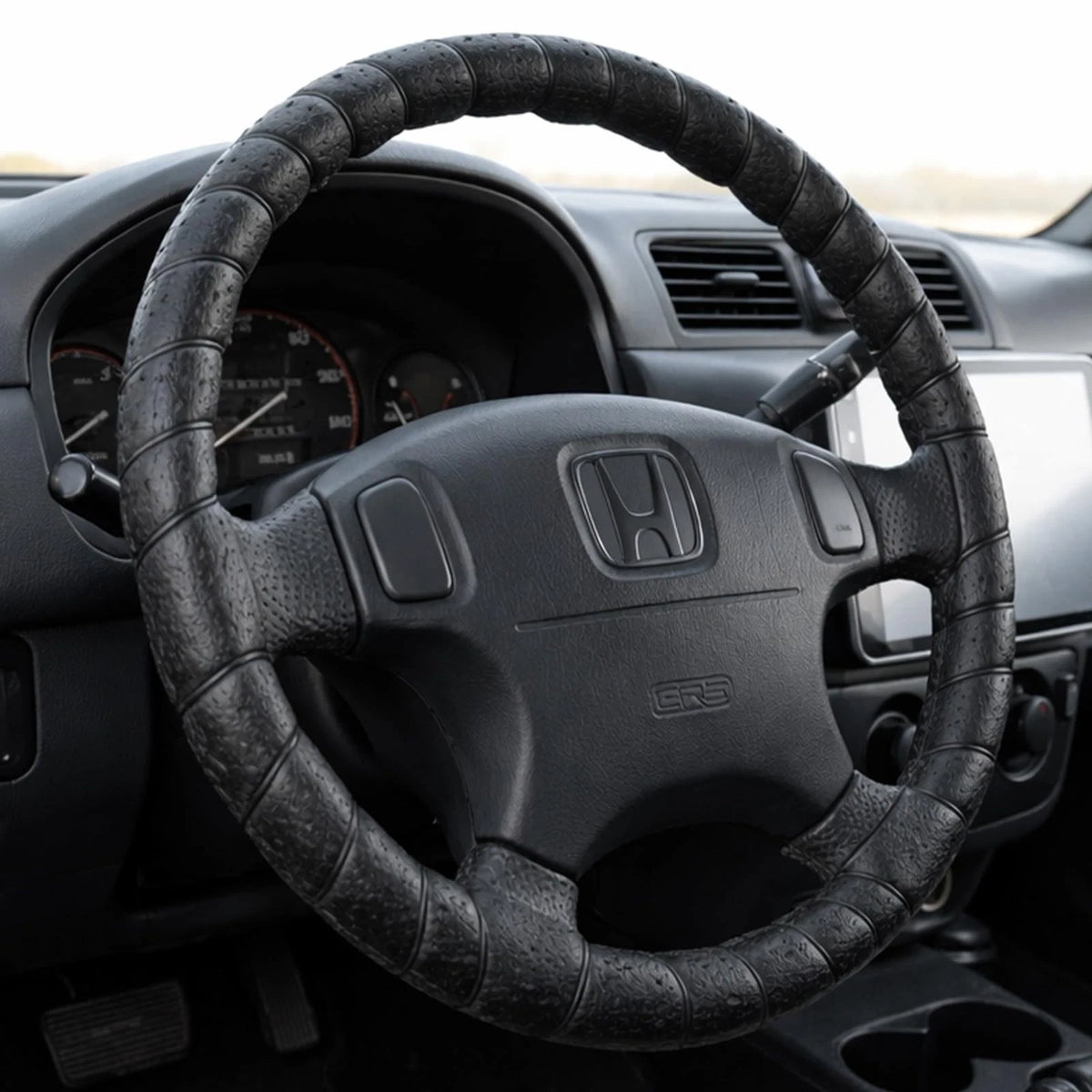 Black Lace-On Steering Wheel Cover, 14?5 Inch Universal Fit, Retro Classic S...