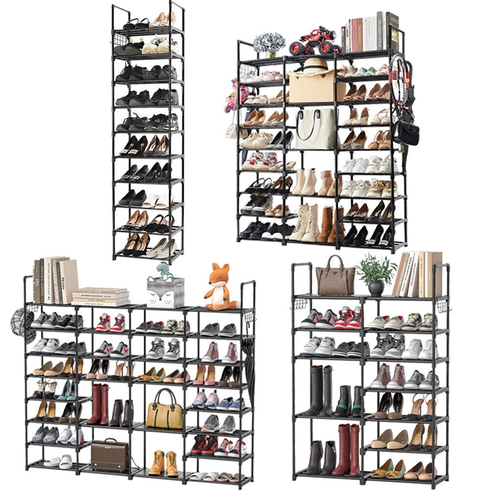 7~10 Tiers Large Shoe Rack Organizer Metal Shoe Shelf Shoe Storage Free Standing