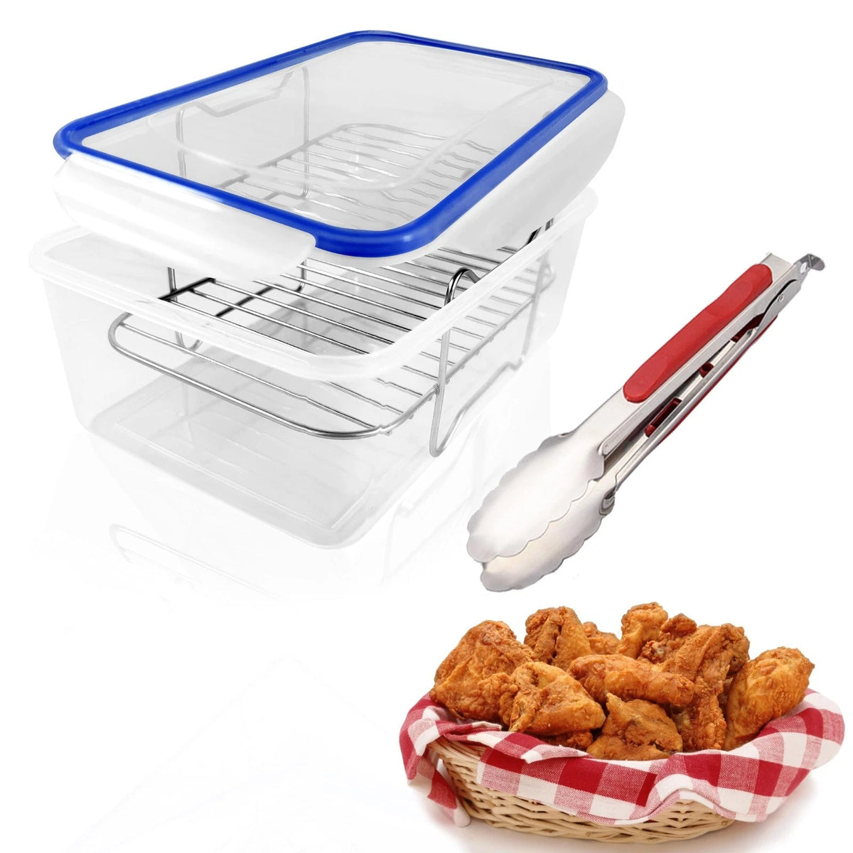Batter Bowl, Mess Free Breading with Lid Flour Shaker for Seasoning Fried Fish,