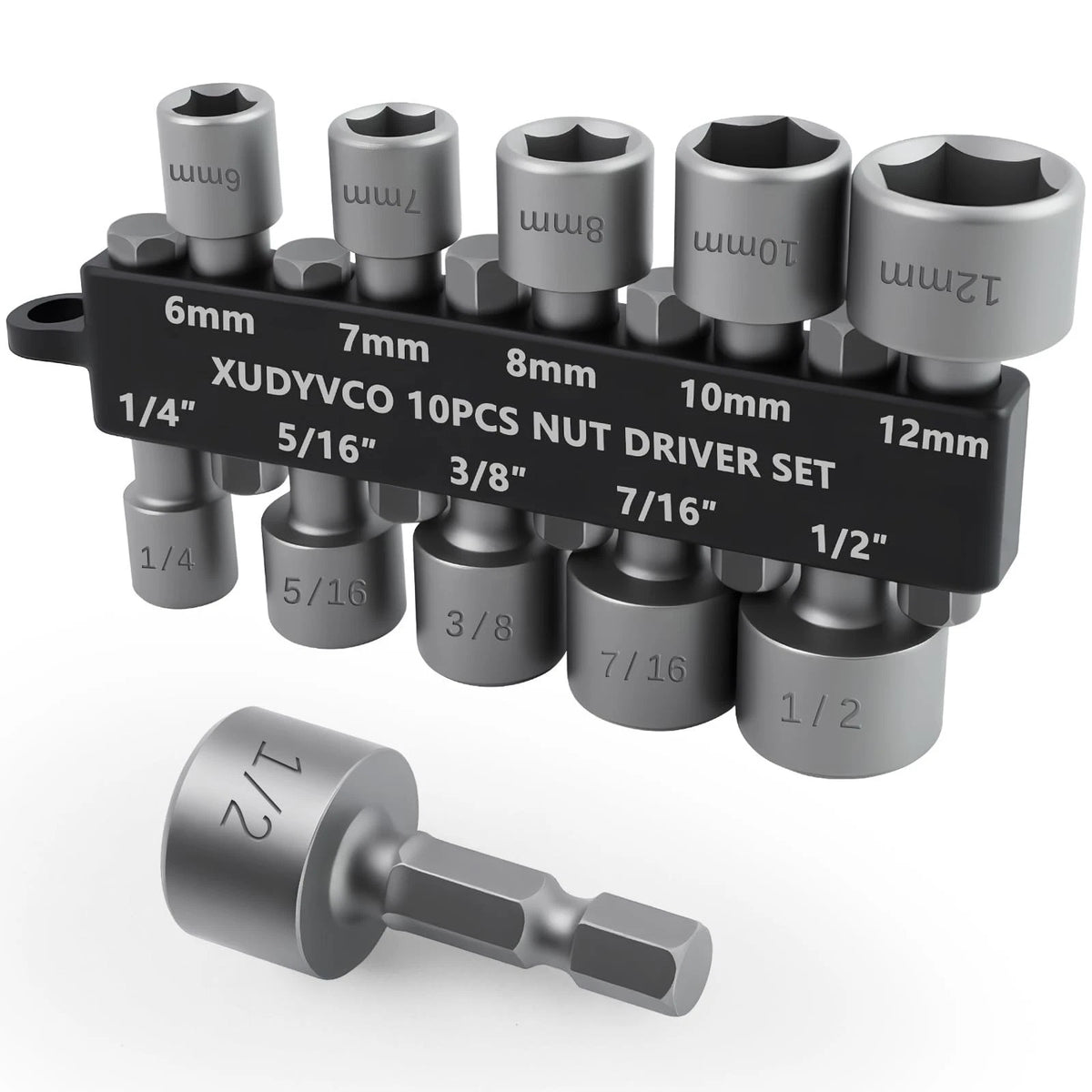 10PCS Power Nut Driver Set for Impact Drill, Professional Metric & SAE Nut Dr...