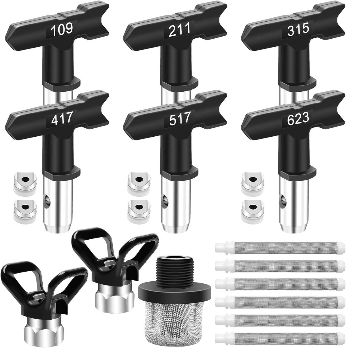 15 Pieces Airless Paint Sprayer Tips Set, 6 Reversible Spray Nozzle Tips with Sp