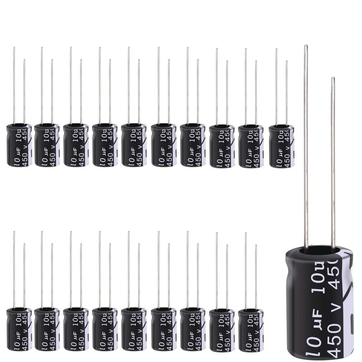 20Pcs Electrolytic Capacitor 10uF with Aluminum Radial Leads 10UF-450V-13X20