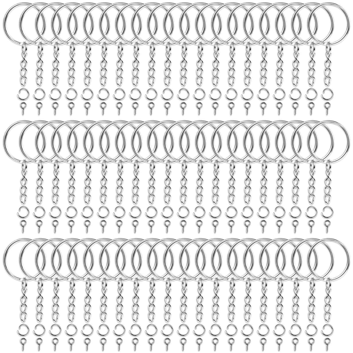 360Pcs Keychain Bulk, 120Pcs Keychain Rings with Chain and Open Jump Ring with S