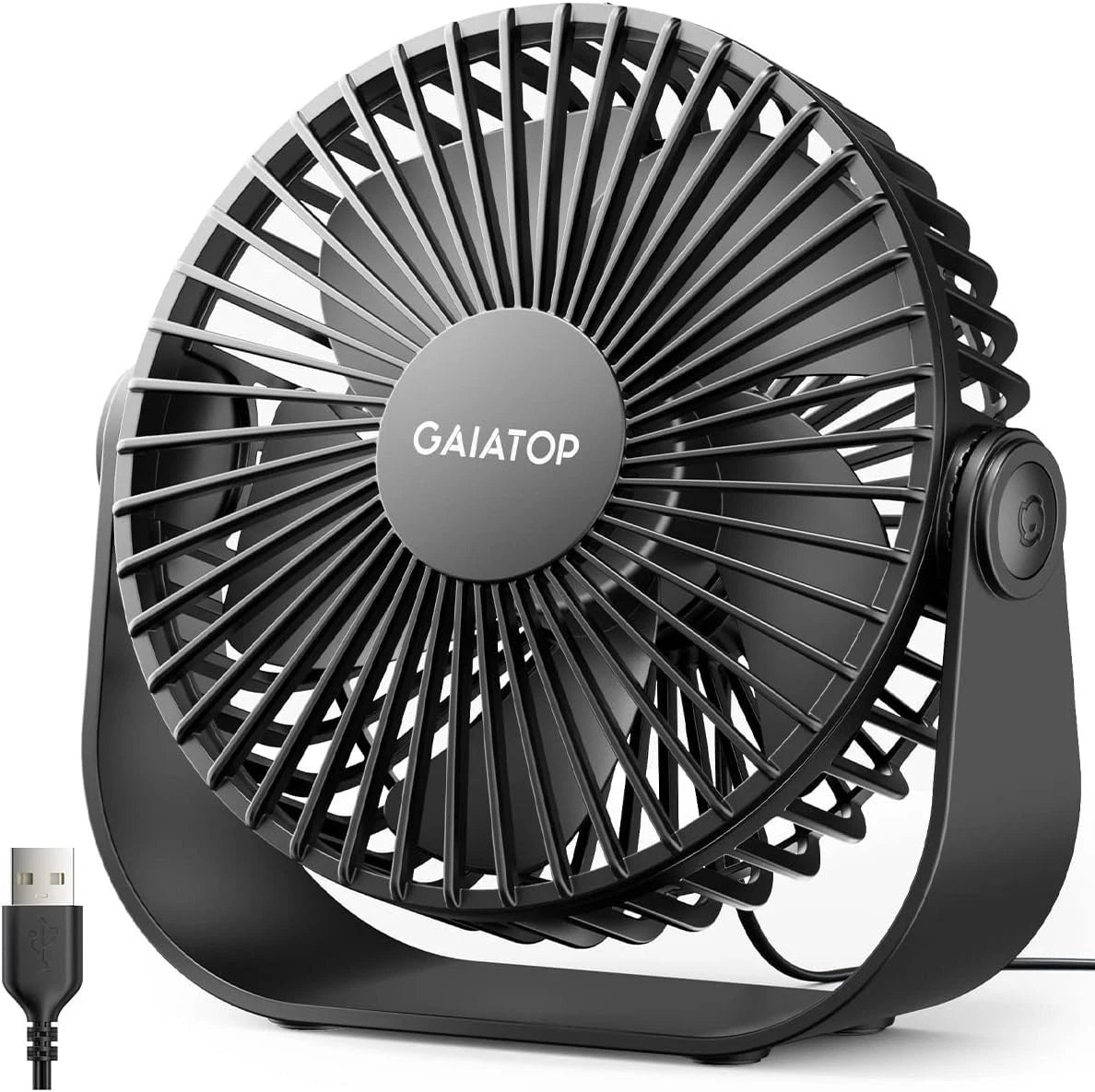 USB Desk Fan, 3 Speeds with Strong Airflow, 5.5 Inch Quiet Small Portable Table
