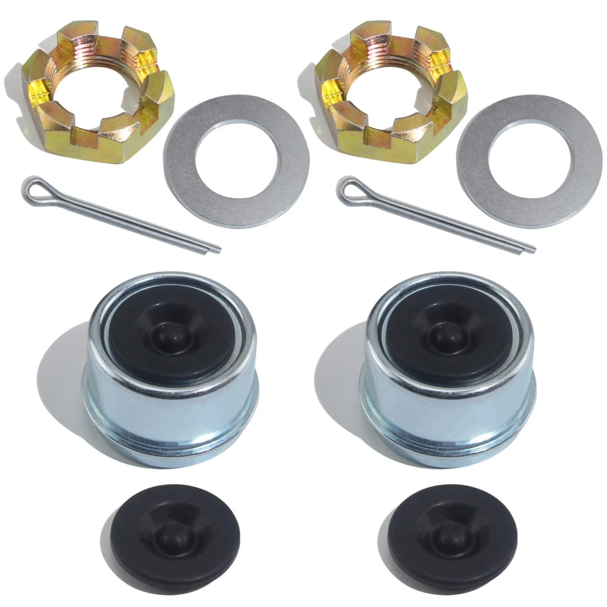 2Sets 1'' Trailer Axle Nut Kits 1'' Spindle Castle Nuts Set with 1