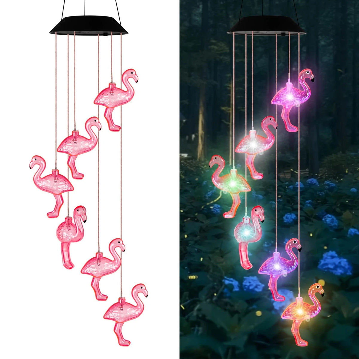 Flamingo Solar Wind Chime Light for Outdoor Decor ?Waterproof Solar-Powered