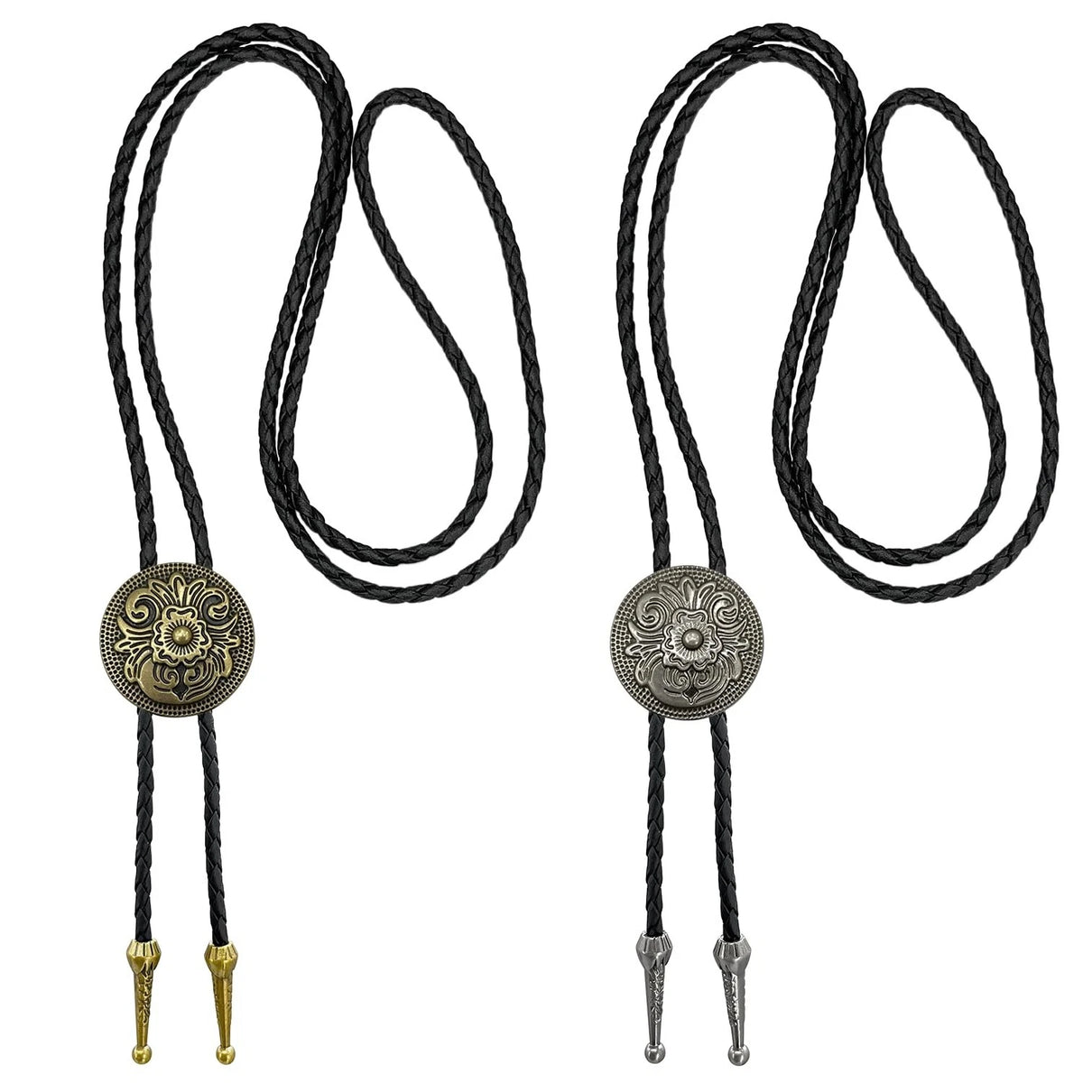 2 Packs Bolo Tie for Men - Vintage Western Cowboy Costume Flower Polo Tie