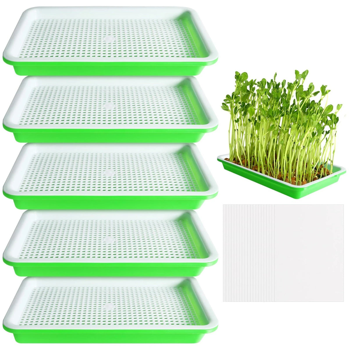 5 Pcs BPA Free Seed Sprouter Trays with Drain Holes for Microgreens
