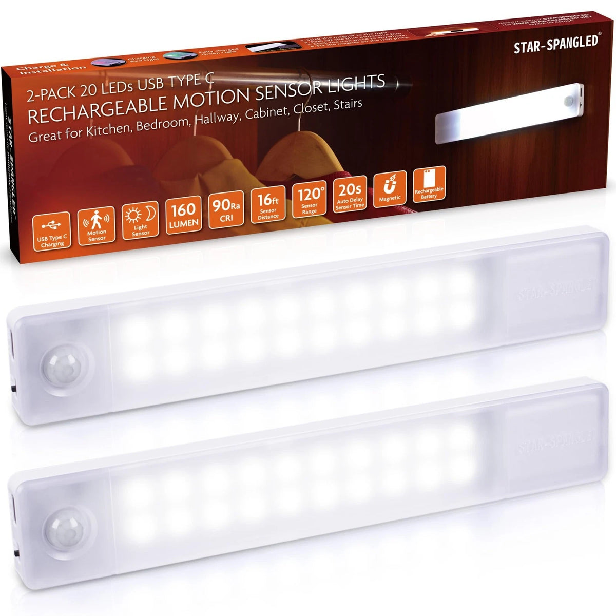 under Cabinet Lighting Rechargeable, 8 Inch Motion Sensor Lights