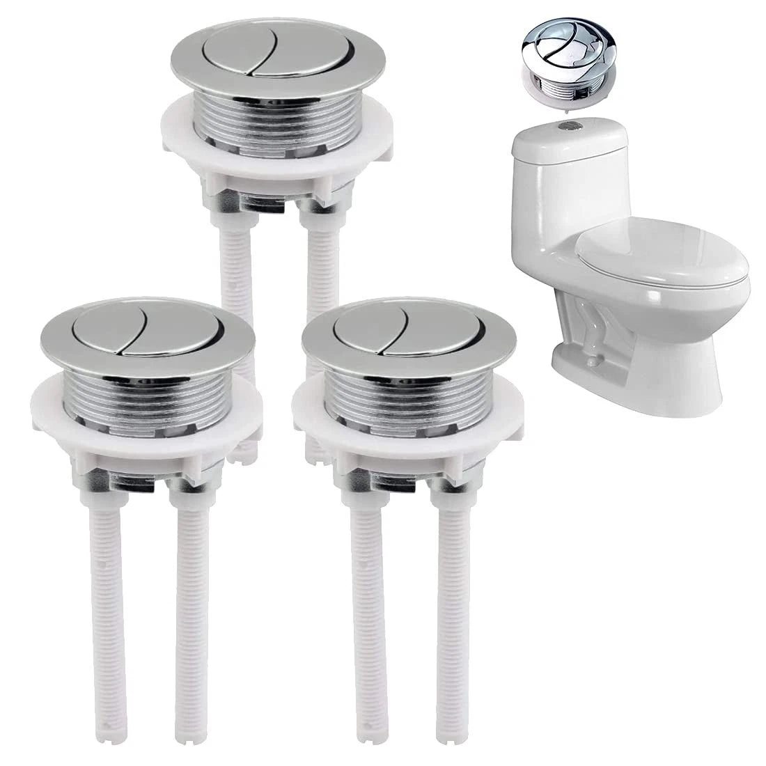3 Pcs 38mm Dual Push Flushing Toilet Button, Replaced Tank Button with Thread...
