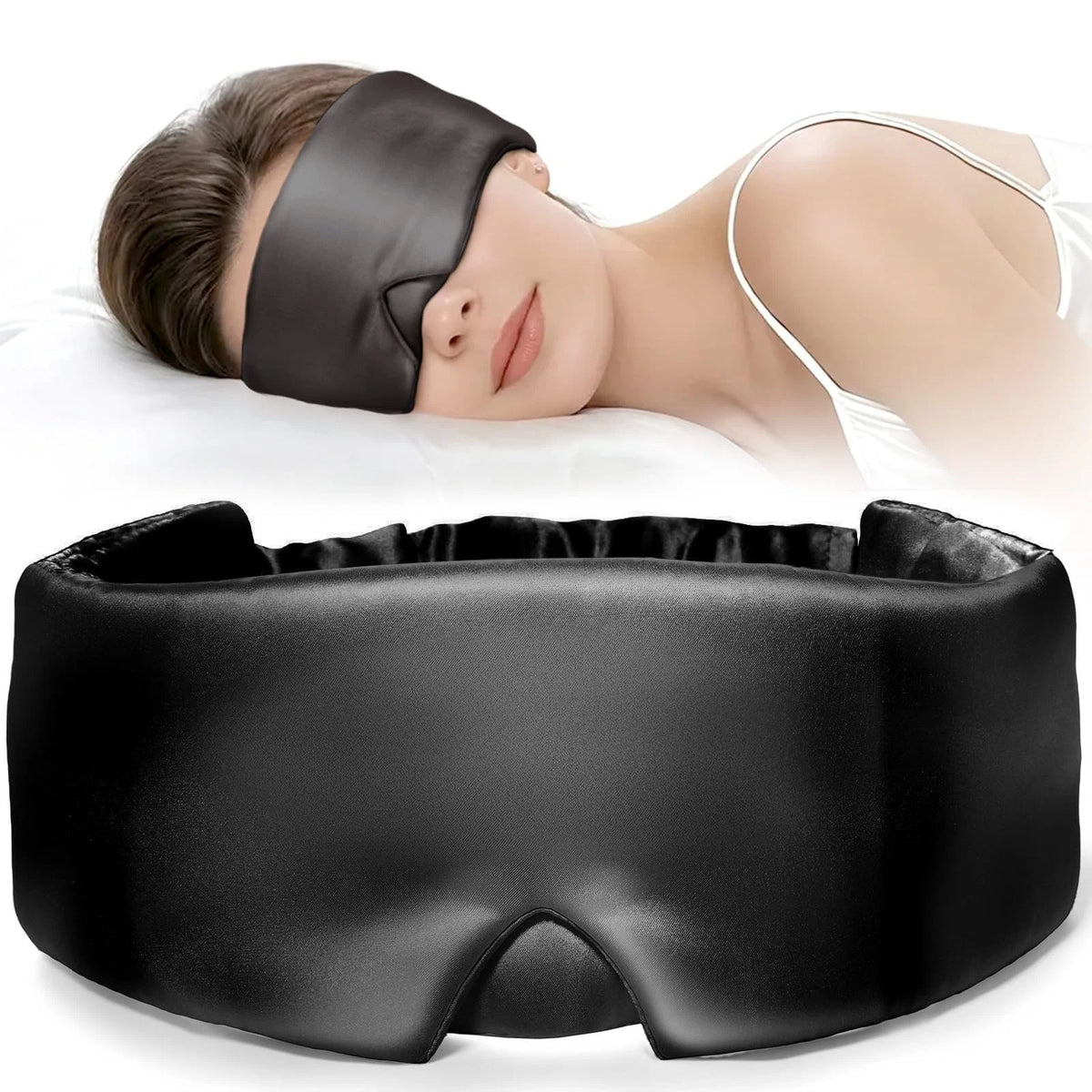 LitBear Silk Sleep Mask, 100% Mulberry Eye Mask, Black