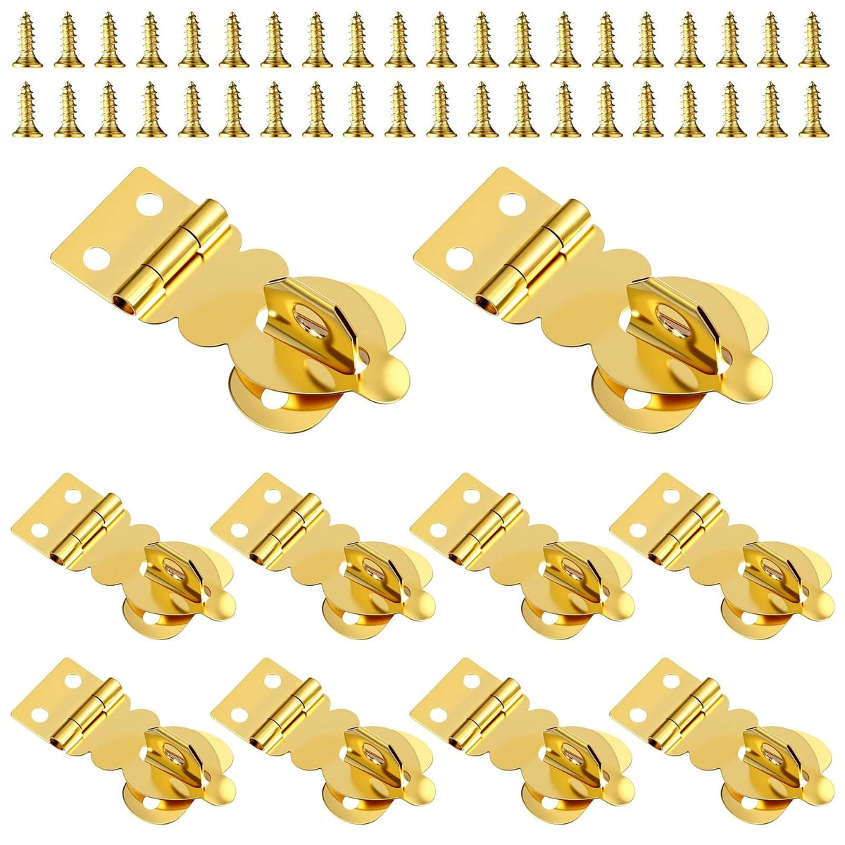 10Pcs Brass Solid Padlock Hasp, Gold Metal Latch with Screws, Mini