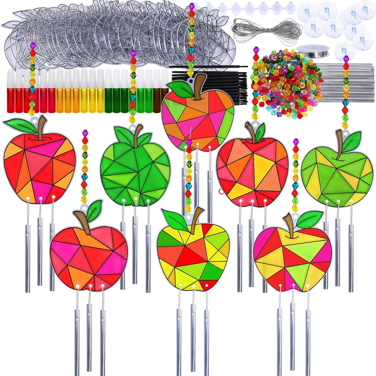 24 Sets Apple Suncatchers Wind Chimes Ornaments Decorations DIY Window Paint Art