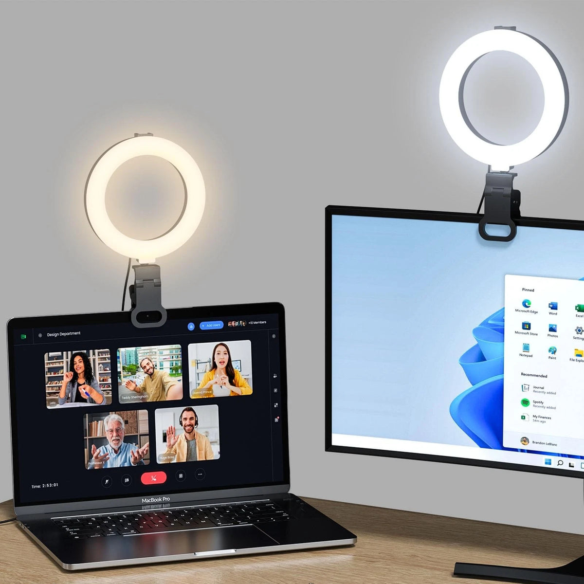 Ring Light for Computer Video Conference - Webcam Monitor black