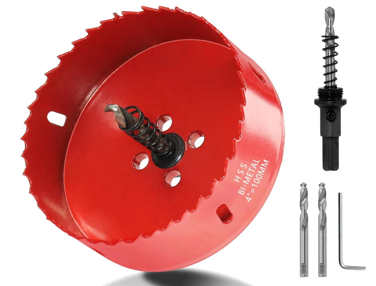 100mm/4 Hole Saw, 1.4 inch Cutting Depth HSS Bi-Metal Hole Cutter for Wood Co...