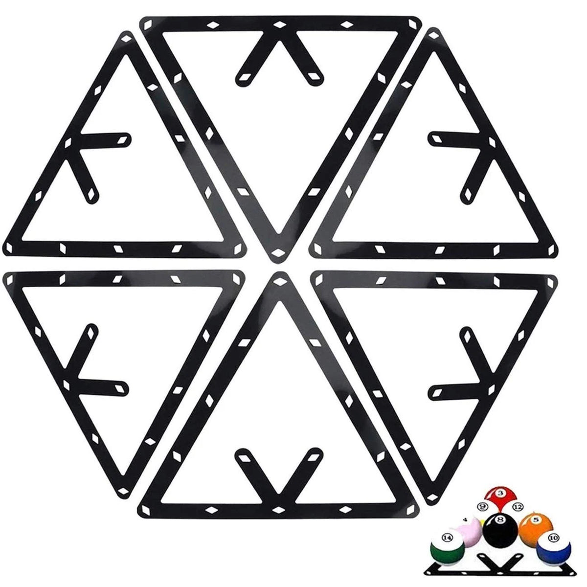 6PCS Magic Ball Rack Holder Sheet Triangle Cue Accessories for 8, 9, and 10 Ball