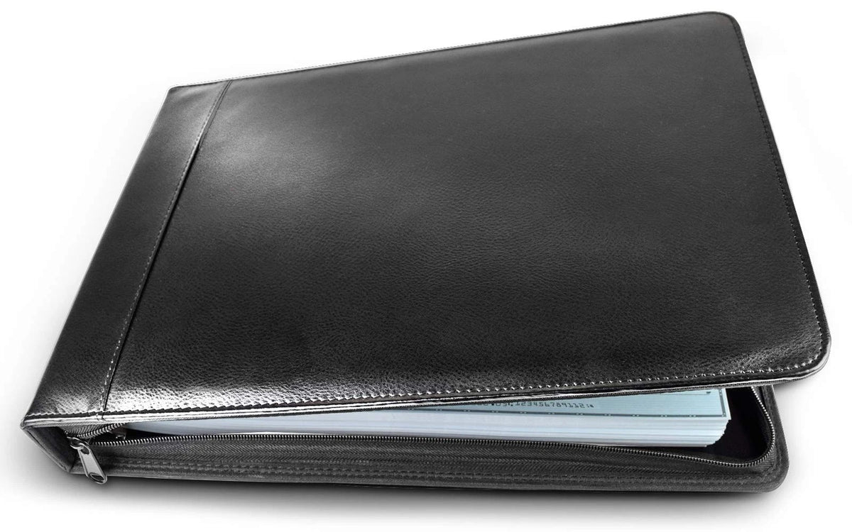 Executive Business Check Binder PU Leather 7 Ring Checkbook Cover (3 Checks on a