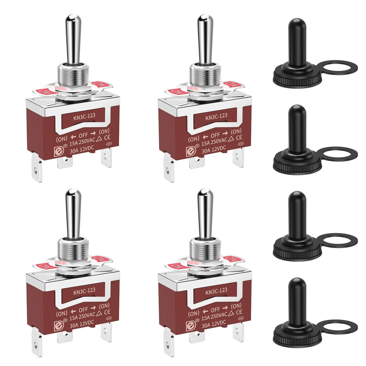 12 Volt Momentary Toggle Switch (On)-Off-(On) 3 Way Waterproof Toggle Switch 12V