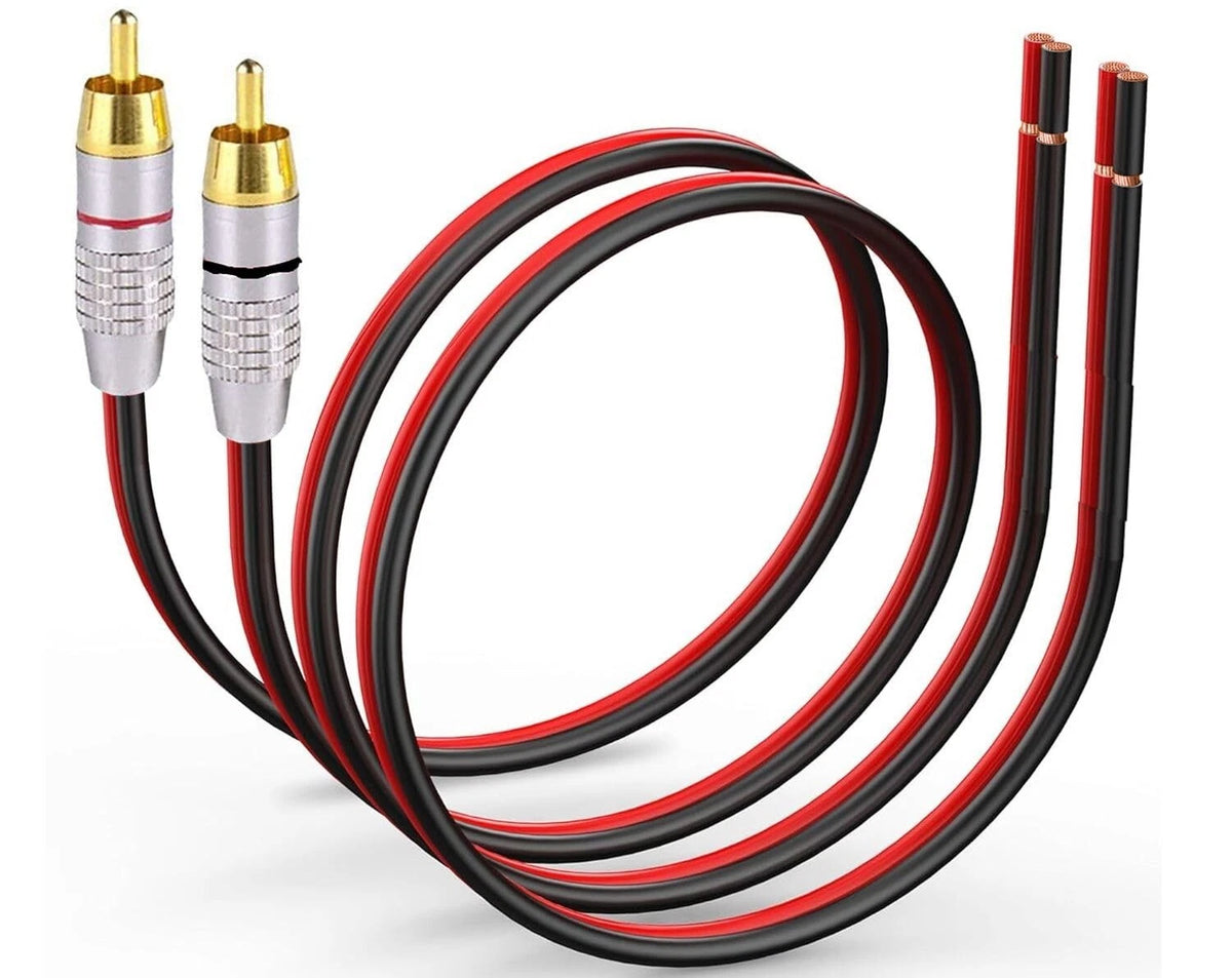 2 Pack RCA to Speaker Wire Adapter, 14AWG 1Ft Heavy Gauge Cable for Amp, TV, Sub