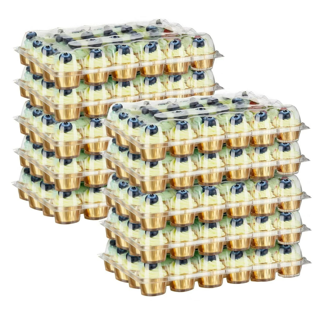 24 Pack x 10 Sets Count Cupcake Containers, Plastic Disposable Cupcake Boxes ...