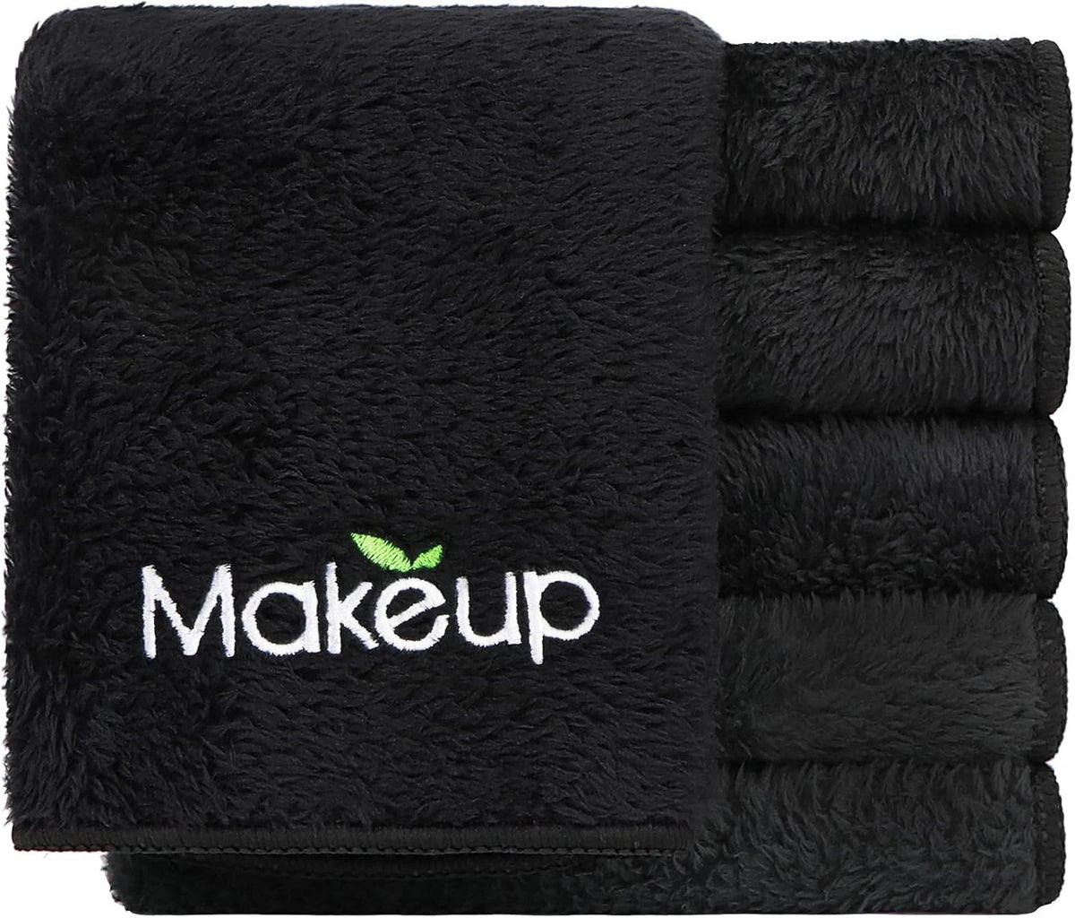 6 Pack Premium Makeup Remover Wash Cloths 1 Count (Pack of 6), Black