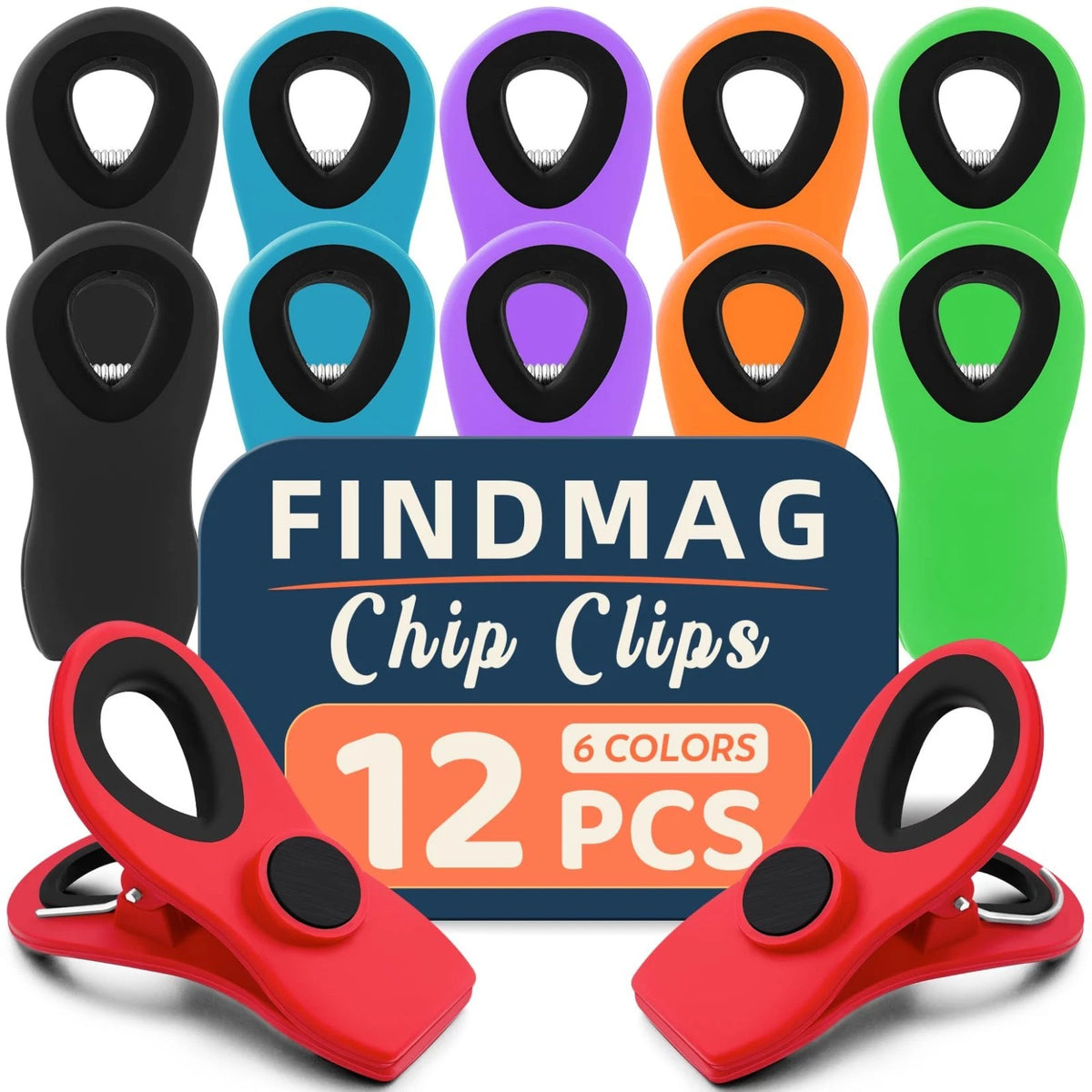 12 Pack Food Chip Snack Bag Sealing Clips, Color Refrigerator Magnet Clips