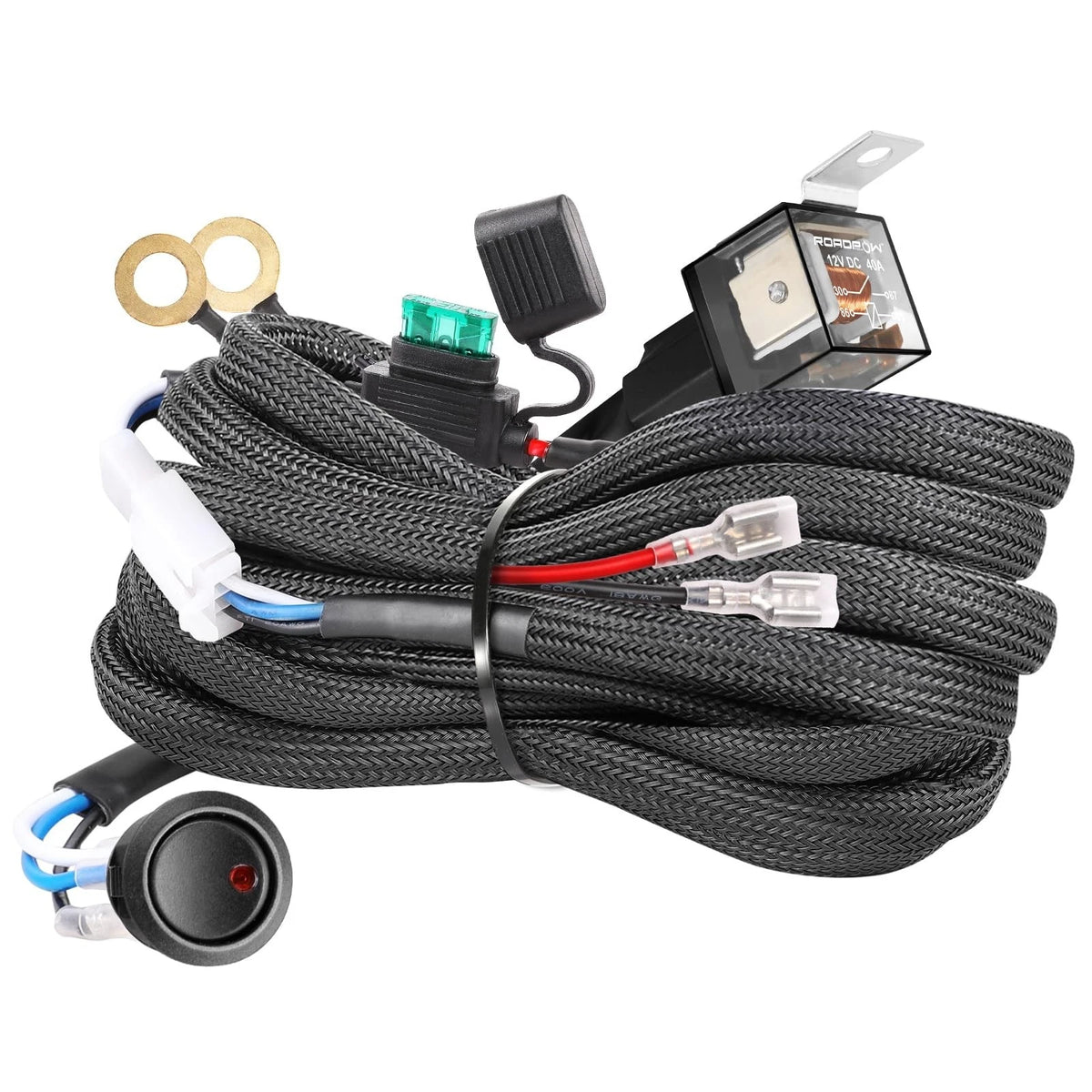 Wiring Harness 1 Lead, Light Bar Wiring Harness Kit 12V 40A Fuse Relay On/Off...