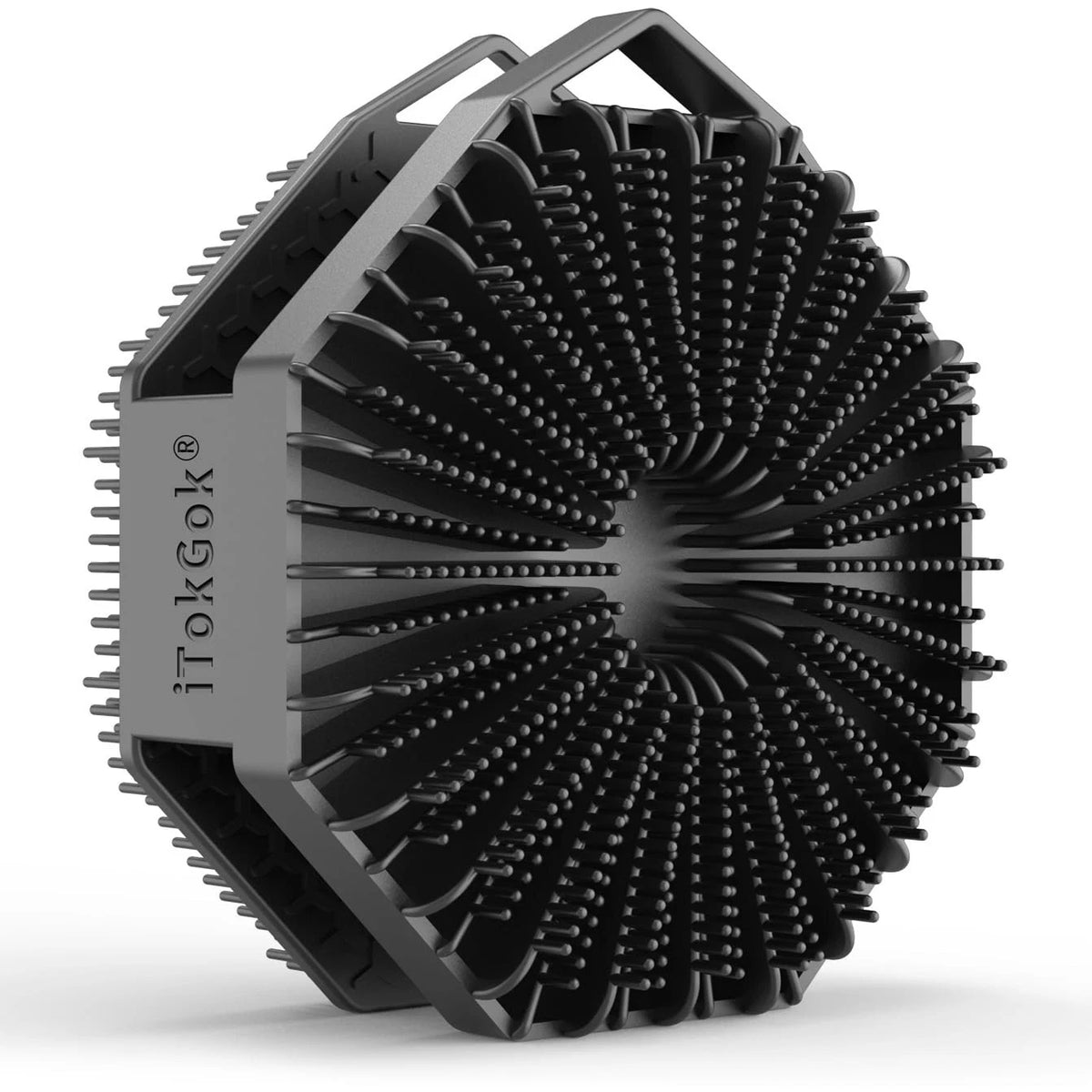 2-in-1 Silicone Body Scrubber Dual-Sided Silver Infused Shower Brush Black Bath