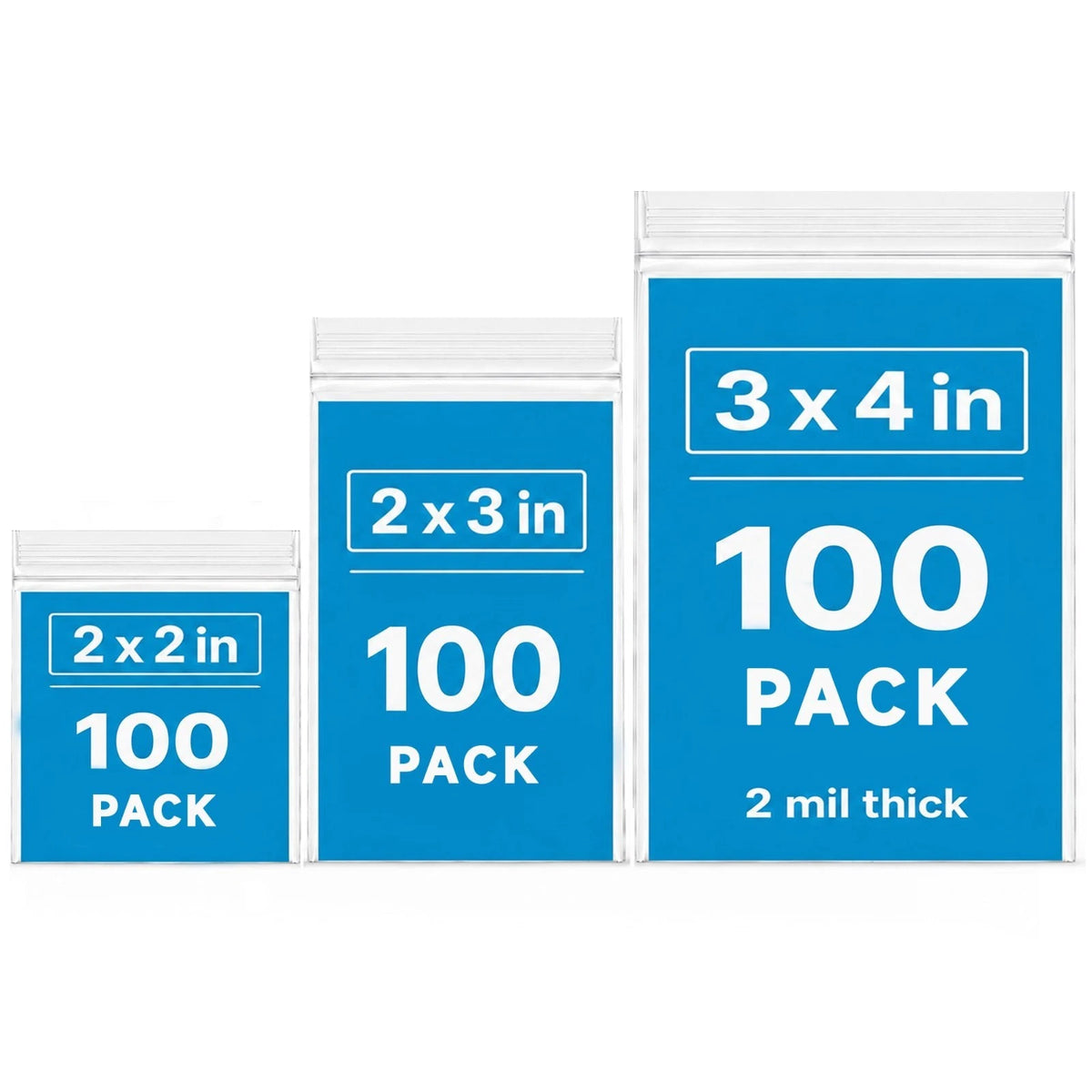 Small Plastic Bags, 300 PCS Mini Baggies 3 Assorted Sizes 2x2 2x3 3x4 Inch. M...