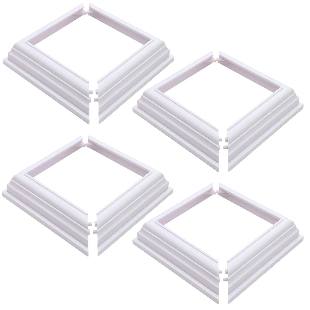 4Pcs True 4 * 4Inch Split Style Vinyl Fence Post Skirt/White Color PVC Post Cove