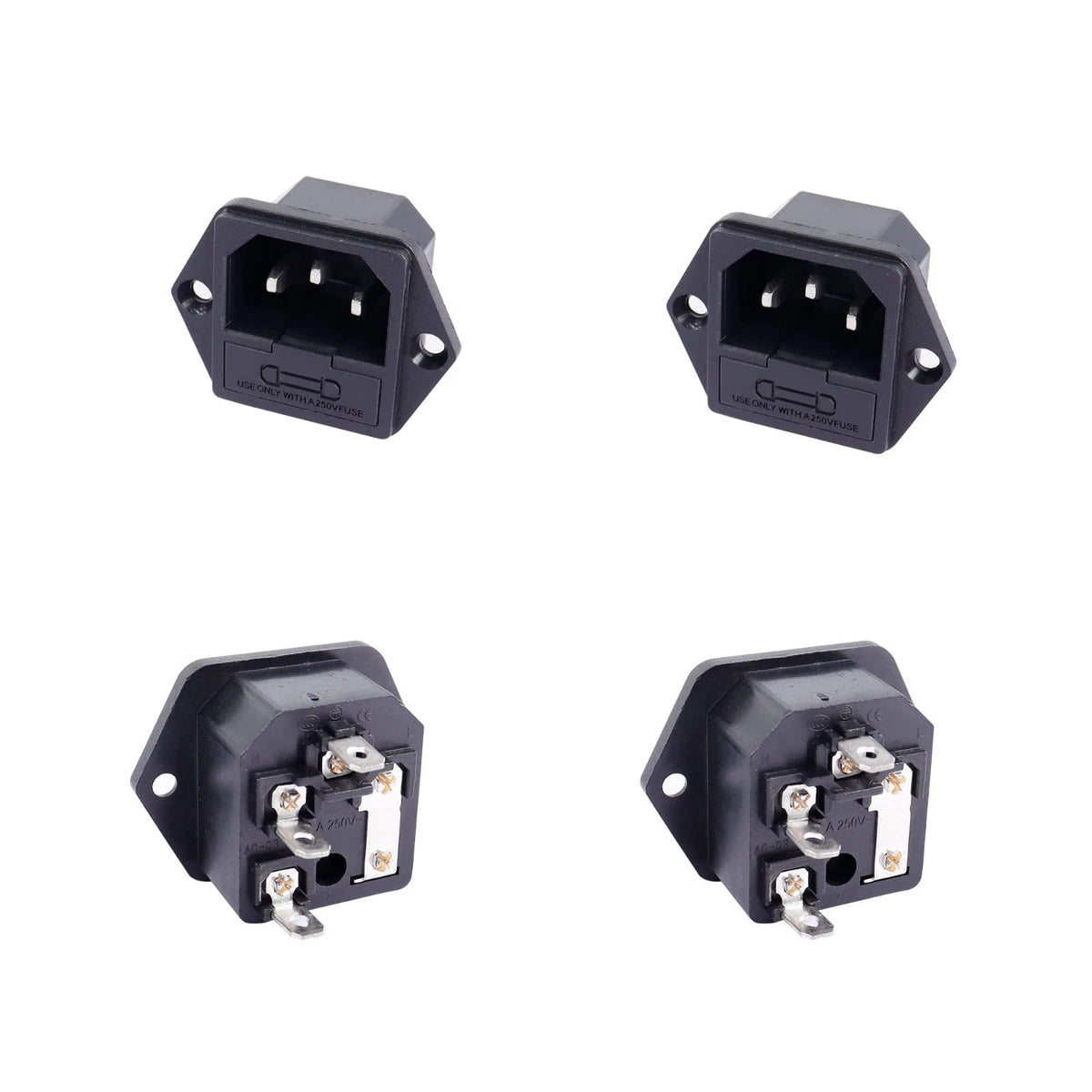 IEC320 Mount Inlet Module Plug ,AC 250V 10A 3 Pin Panel Mount Adapte with Fus...