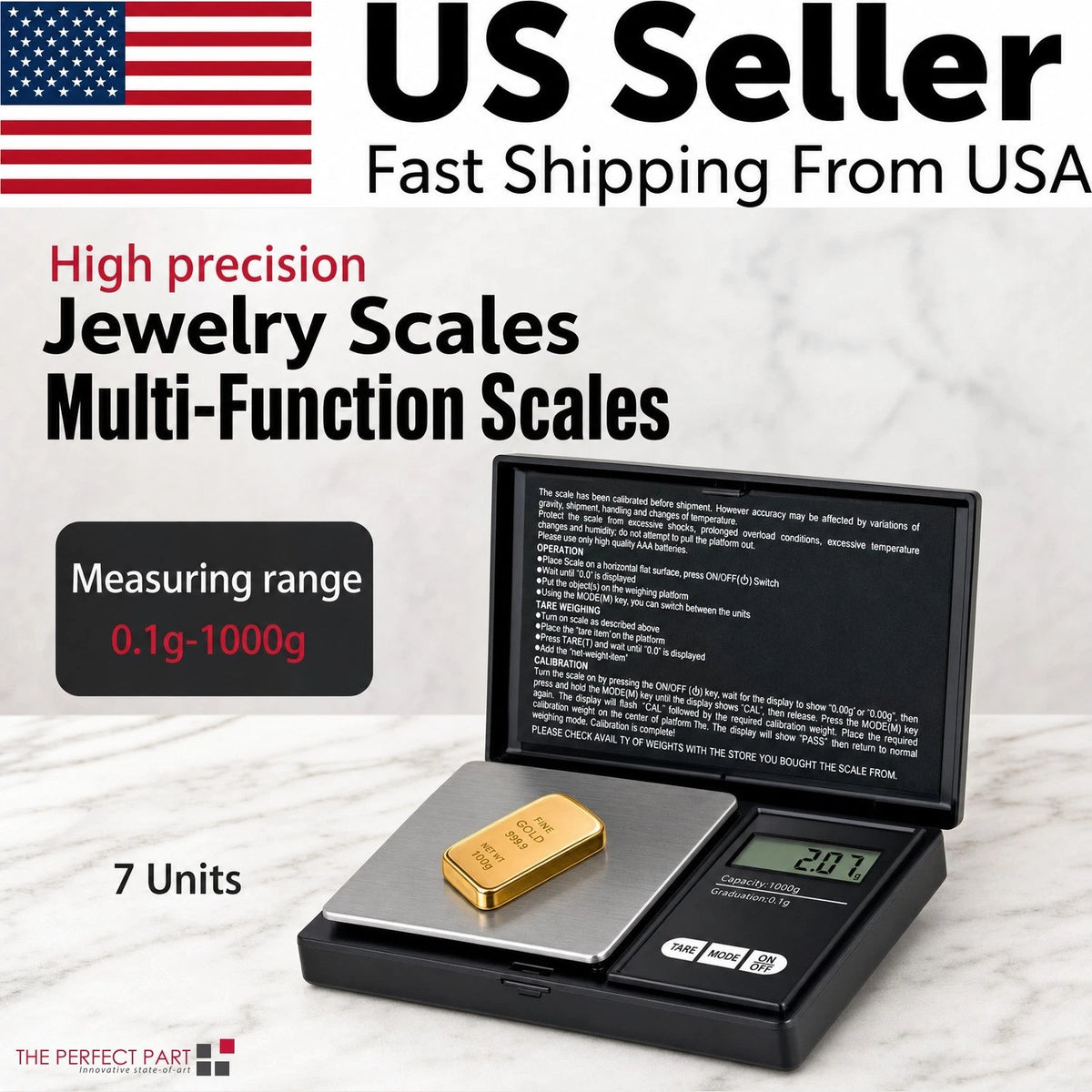 Digital Scale 1000g x 0.1g Jewelry Gold Silver Coin Gram Pocket Size Grain