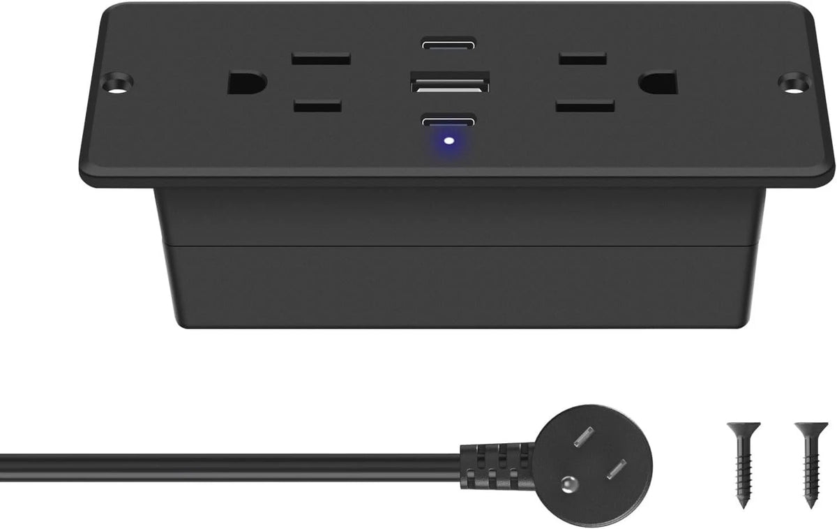 CCCEI Recessed Power Strip with Outlet and USB C Ports, Furniture Flush Mount...
