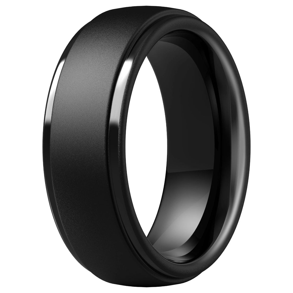 Men's Silicone Wedding Band Ring 10mm Wide Step Edge Rubber Comfort Fit 1pk