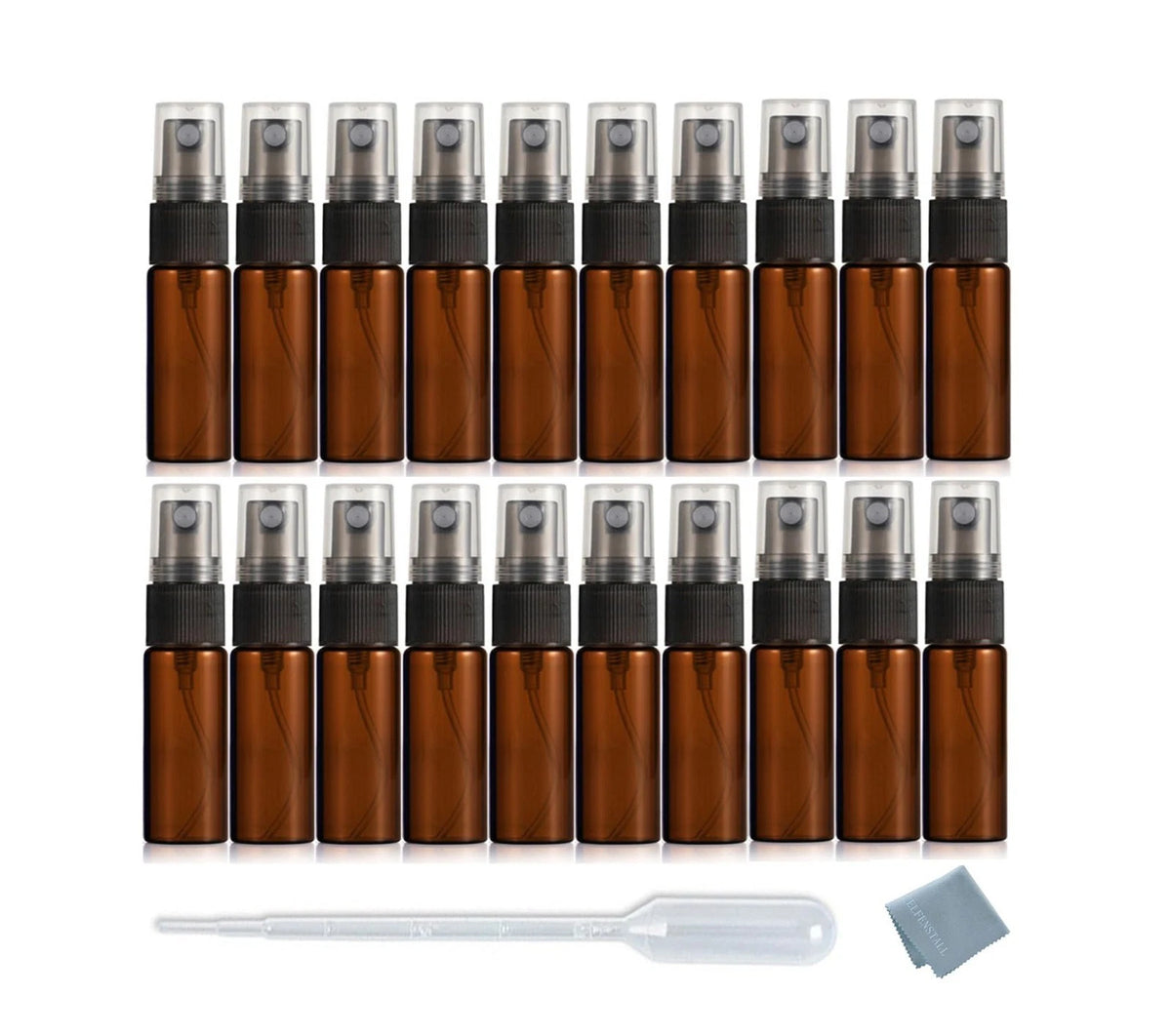 20pc 5ml Amber Glass Perfume Atomizer Fine Mist Spray Refillable Empty Vial Trav