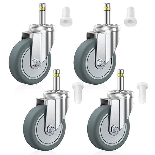 HOLKIE Stem Caster Wheels 3 inch Locking Casters Set of 4, 7/16-Inch Stem Diamet