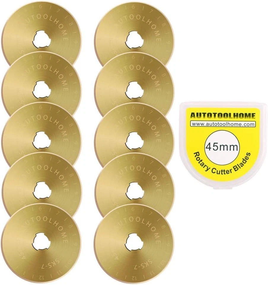 Titanium Coated Rotary Cutter Blades 45mm 10 Pack Replacement Blades Quilting