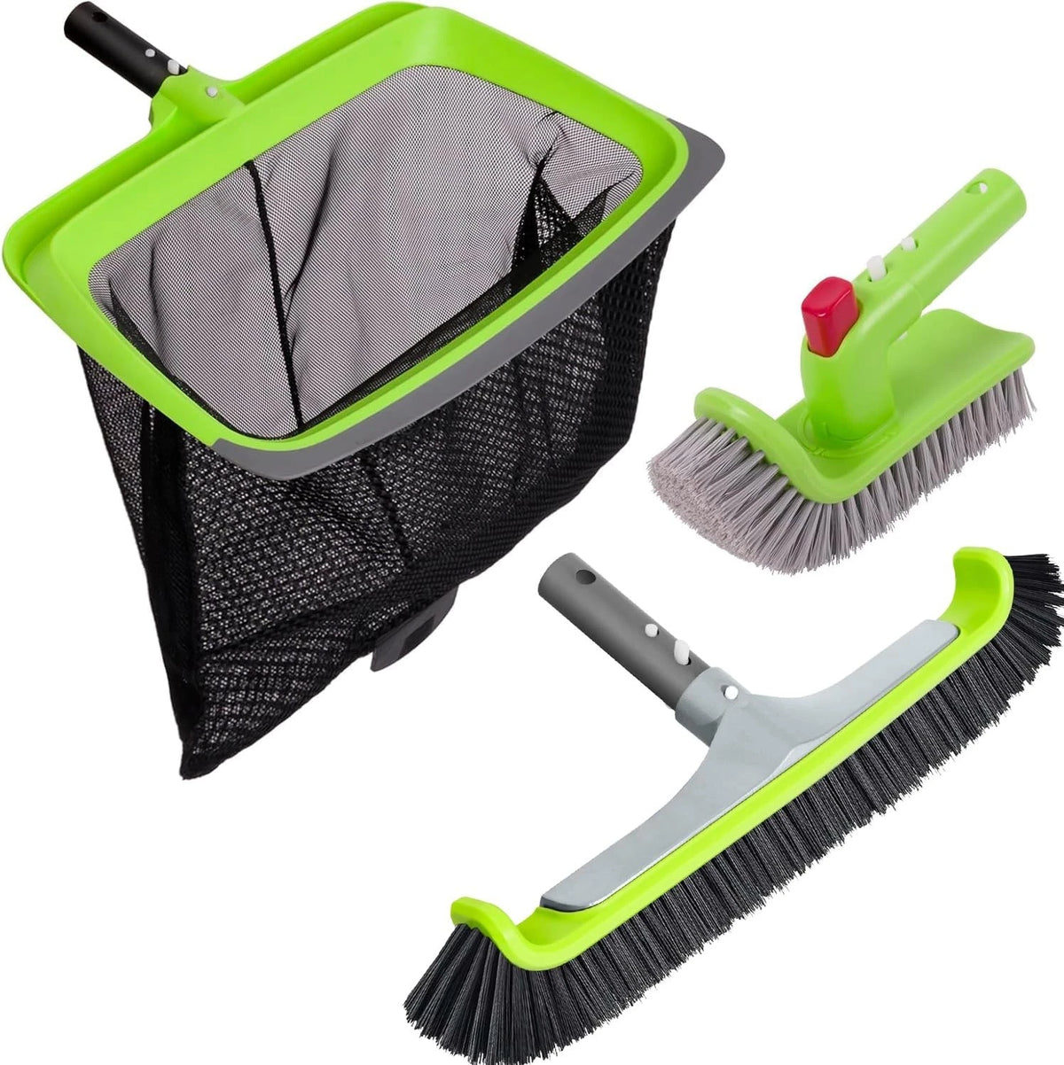 Pool Cleaning Kit Skimmer Net Brush Head Rotatable Scrub Brush for Debris Remova