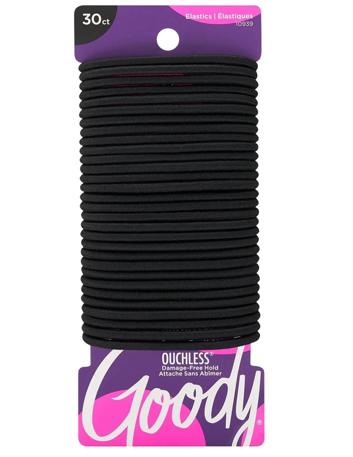 Ouchless Elastic Hair Ties - 30 Ct, Black, 4MM Rubber Bands for Hair, Pain-Free