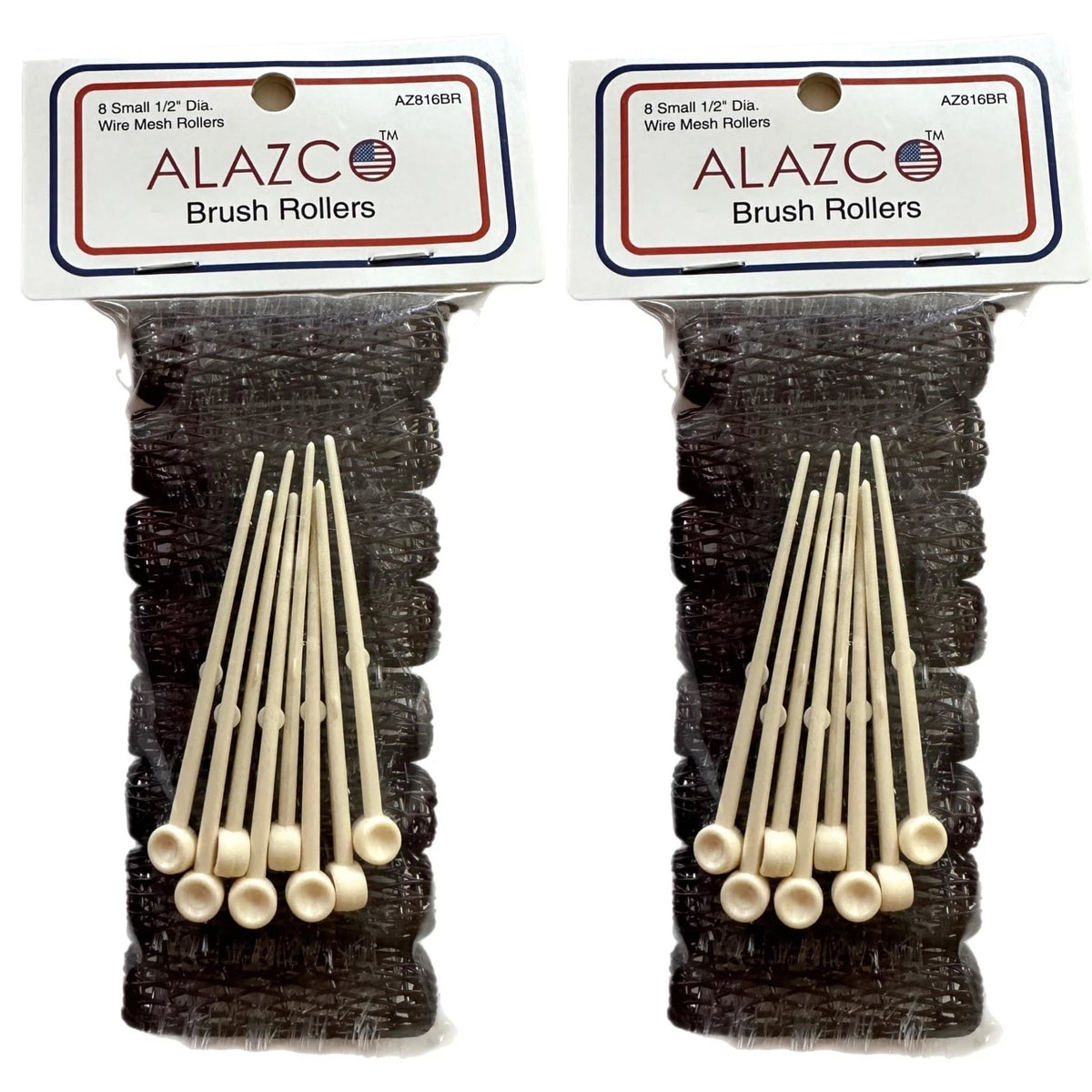 16 pc Vintage Style Hair Roller Mini Small Brush Rollers 16 Count (Pack of 2)