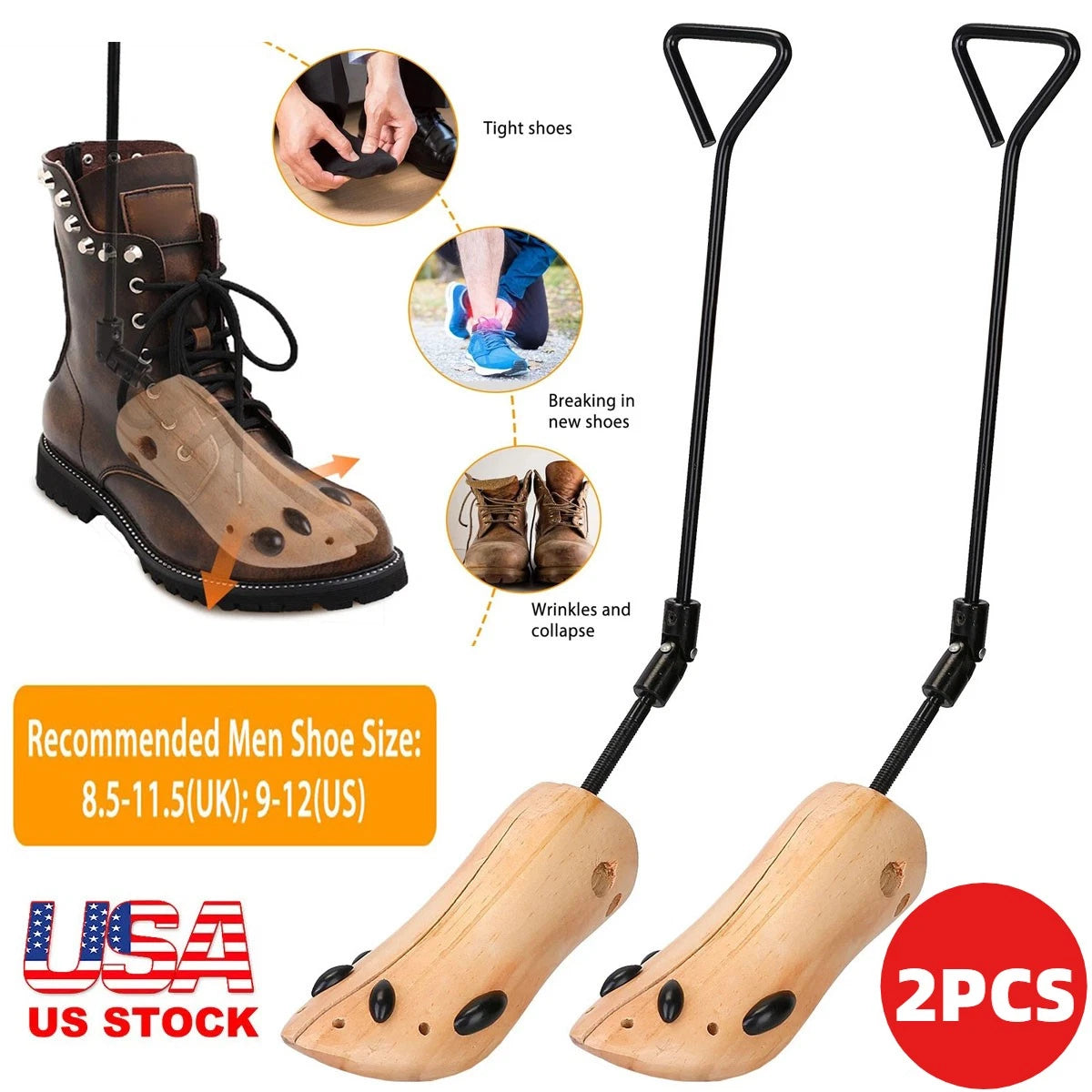 1 Pair Adjustable Shoe Stretcher Boot Men Women Size Shaper Expander Widener US