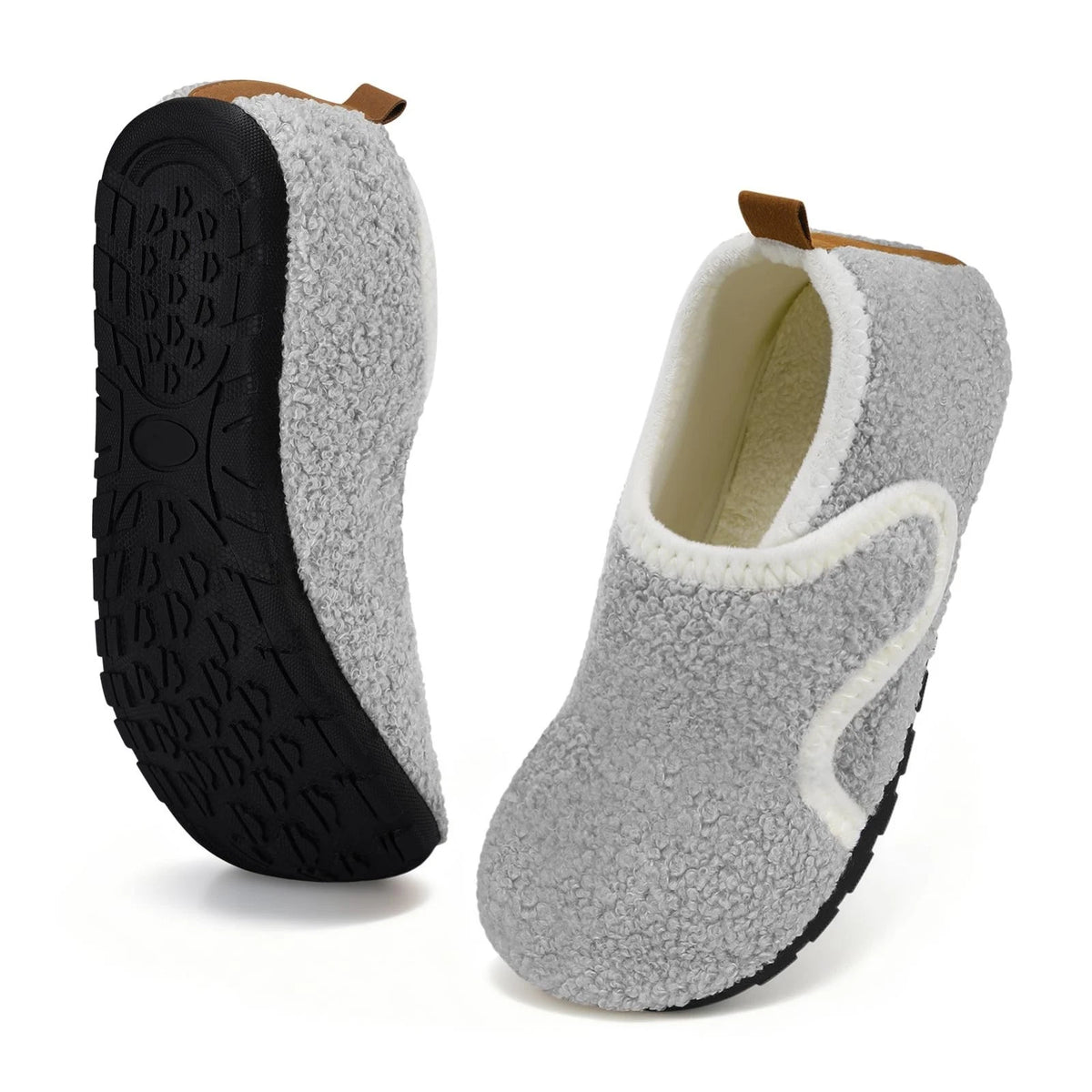 Warm Wide Slippers for Women - Easy on/off Non 10.5-11.5 (Women? Wide) Grey