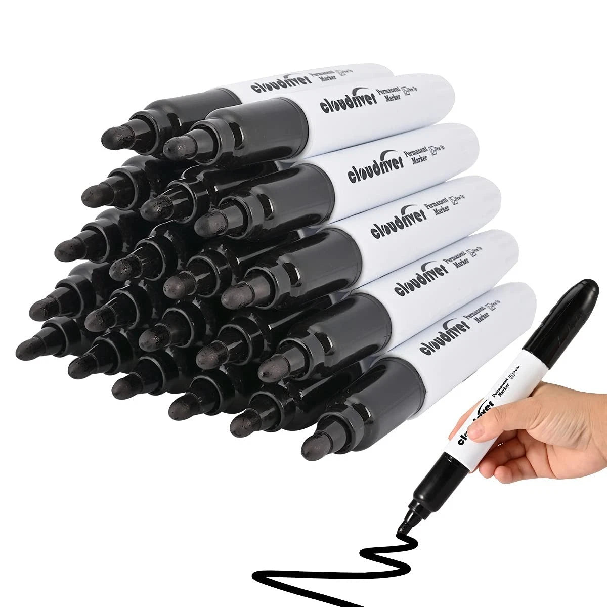 Jumbo Size Permanent Markers, Black, 20 Pack, Large Permanent Markers, King Perm