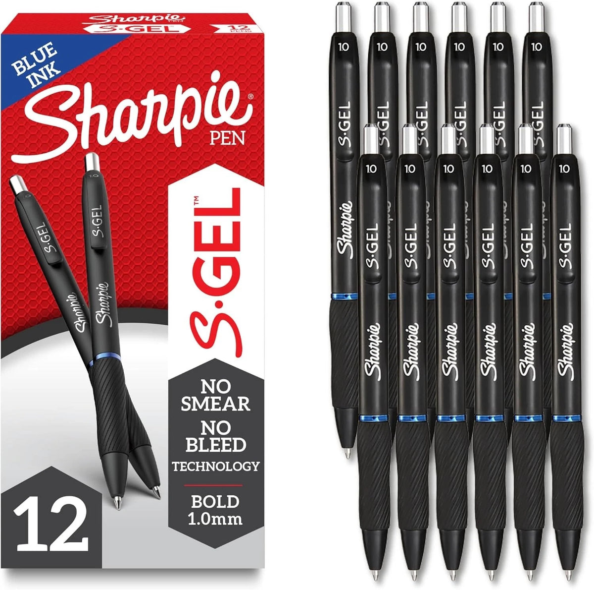 Sharpie S Gel Pens Pack of 12 Blue No Smear Gel Ink 1.0mm Bold Point