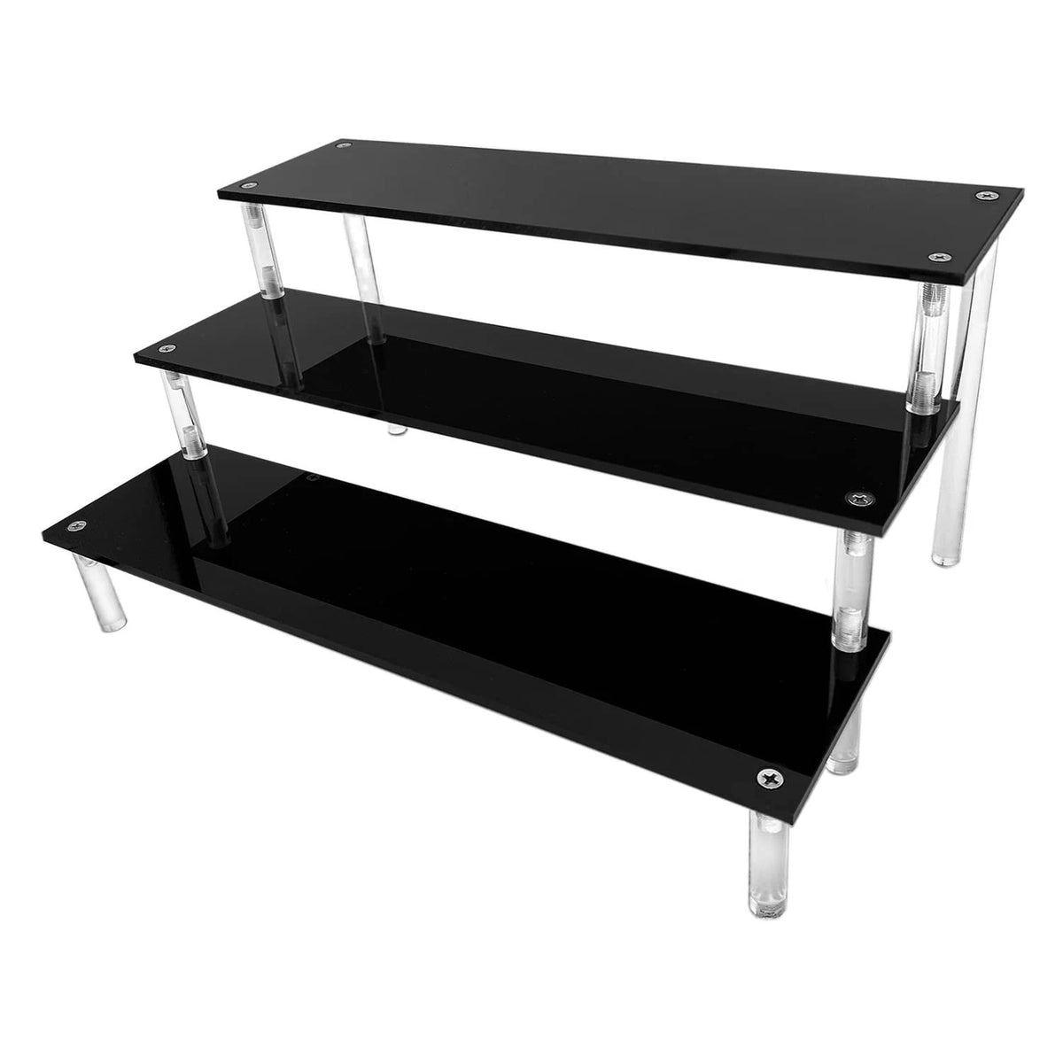 Black Acrylic Shelf Riser 3 Tier Perfume Organizer Cologne Display Stand Large