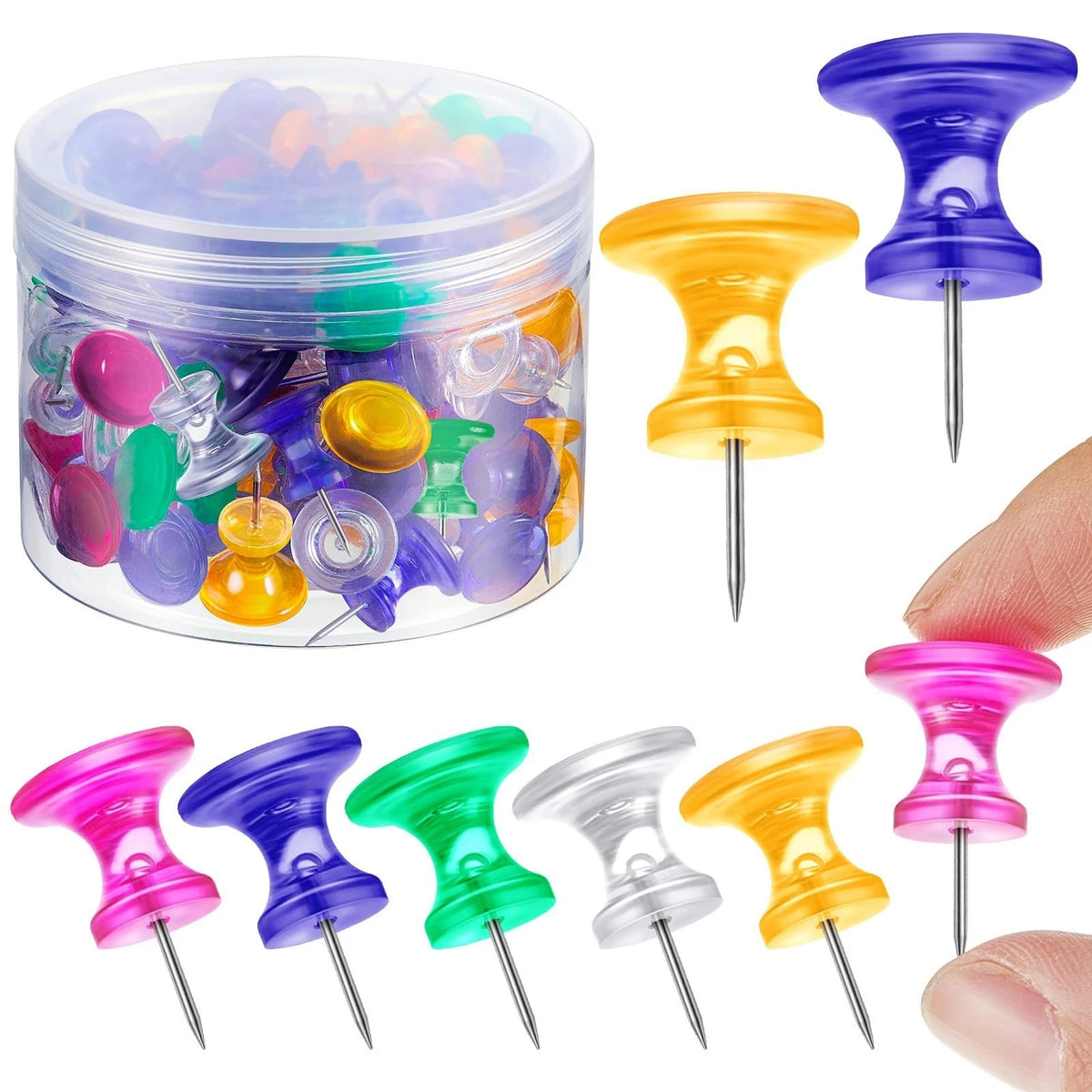 60 Pcs 1 Inch Giant Push Pins Large Thumb Tacks for Cork Board Map Posters