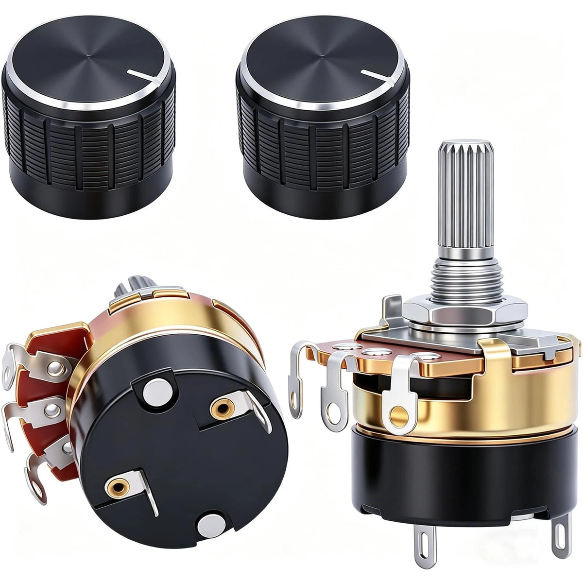 TWTADE 2Pcs 10K Ohm Single Linear Taper Dimmer Potentiometer with on/Off Switch