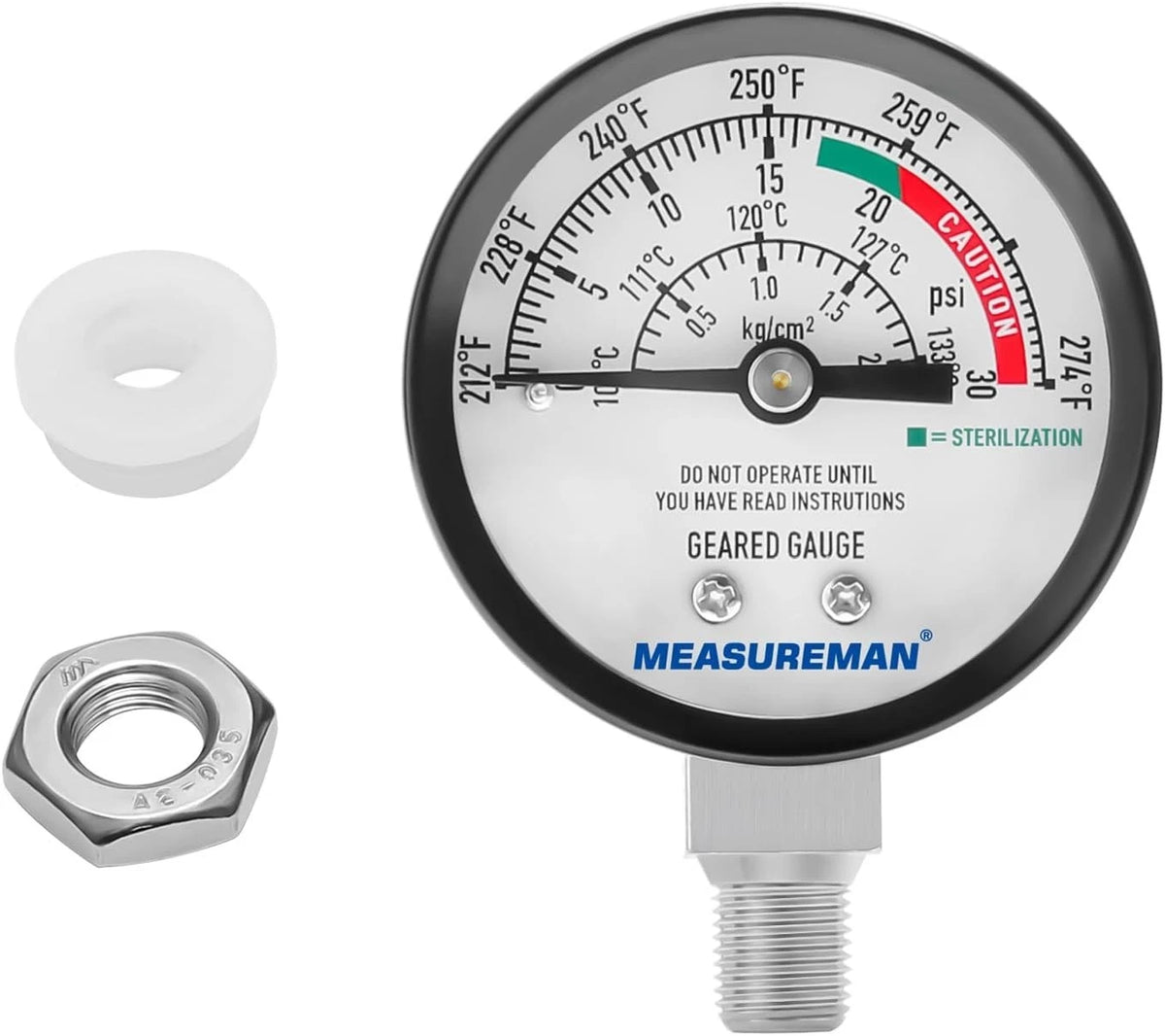 Black Steel Pressure Cooker Gauge, Pressure Canner Gauge, Steam Pressure Gaug...